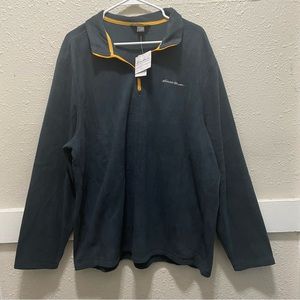 Eddie Bauer Polar Fleece Quarter Zip Pullover In Storm & Yellow